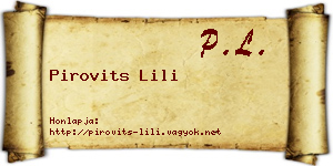 Pirovits Lili névjegykártya